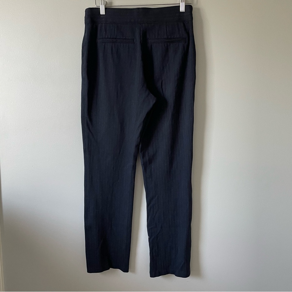 SPANX PerfectFit Ponte Slim Straight Pant in Navy Pinstripe Pull-on pants sz L - Picture 3 of 12
